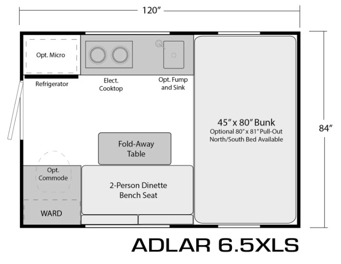 2025 SOARING EAGLE CAMPERS ADLAR 6.5XLS, , floor-plans-day image number 0